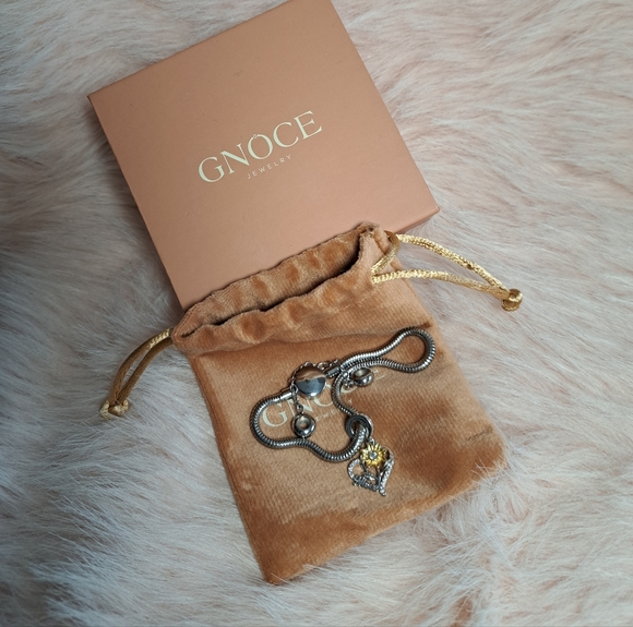 Gnoce bracelet with 925 silver Niece dangle charm and safety chain - Picture 2 of 7